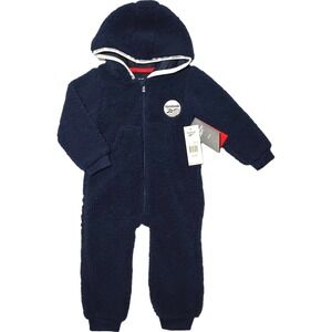Reebox Navy Blue Sherpa Longall Outfit 24 Months Hooded Soft Baby 1pc Romper NWT